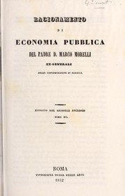 Front cover of Ragionamento di economia pubblica del padre D. Marco Morelli ex-generale della Congregazione di Somasca by Marco Morelli