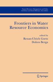 Front cover of Frontiers in water resource economics by Renan-Ulrich Goetz