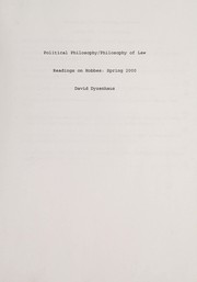 Cover of Readings on Hobbes by David Dyzenhaus