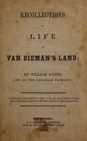 Front cover of Recollections of life in Van Dieman's Land by William Gates