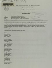 Front cover of Recommendations for the FY'04 budget by Massachusetts. General Court. House of Representatives. Education Financing Task Force