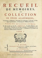 Cover of Recueil des mémoires, ou, Collection des pièces académiques by Jean Berryat