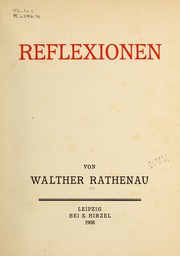 Front cover of Reflexionen by Walther Rathenau