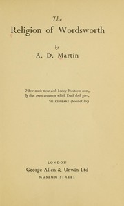Front cover of The religion of Wordsworth by Arthur Davis Martin