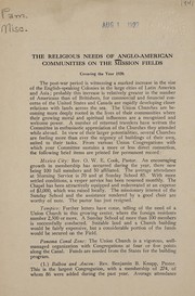 Front cover of The religious needs of Anglo-American communities on the mission fields by Unknown