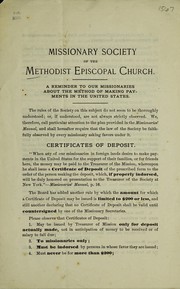 Cover of A reminder to our missionaries about the method of making payments in the United States by Methodist Episcopal Church. Missionary Society