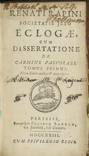 Front cover of Renati Rapini ... Eclogæ, cum dissertatione De carmine pastorali by René Rapin