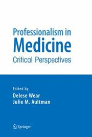 Front cover of Professionalism in medicine by Delese Wear