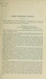 Front cover of A report of an investigation of the financial and educational affairs of the George Washington University by United States. Congress. House. Committee on the District of Columbia