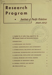 Front cover of Research program, Institute of Pacific Relations by Institute of Pacific Relations