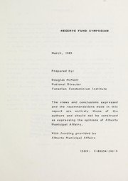 Front cover of Reserve fund symposium by Douglas McNeill