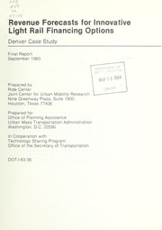 Cover of Revenue forecasts for innovative light rail financing options by Rice Center