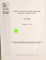 Front cover of A review of private sector payment methodologies for hospital outpatient services by Penny E. Mohr