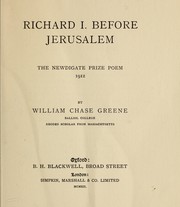 Cover of Richard I. before Jerusalem by William Chase Greene