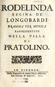 Front cover of Rodelinda regina de' Longobardi by Antonio Salvi