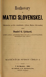 Front cover of Rozhovory o Matici slovenskej by Daniel G. Lichard