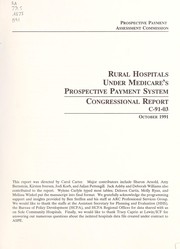 Front cover of Rural hospitals under Medicare's prospective payment system by Carol Carter