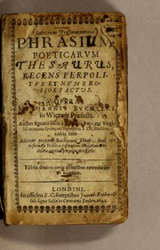 Cover of Sacrarum profanarumque phrasium poeticarum thesaurus recens perpolitus et numerosior factus by Johann Buchler