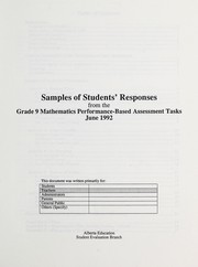 Front cover of Samples of students' responses from the Grade 9 Mathematics Performance-based assessment tasks, June 1992 by Alberta. Student Evaluation Branch