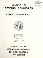Cover of School Finance Act by North Carolina. General Assembly. Legislative Research Commission.