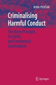 Front cover of Criminalising Harmful Conduct by Nina Persak