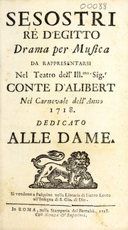 Front cover of Sesostri rè d'Egitto by Gasparini, Francesco