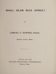 Front cover of Shall Islam rule Africa? by Lemuel Call Barnes