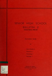 Cover of Senior high school bulletin 2 by Alberta. Dept. of Education