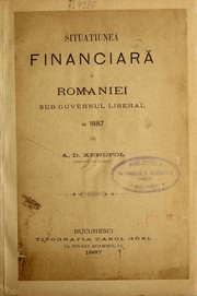 Cover of Situaţiunea financiară a României sub guvernul liberal în 1887 by A. D. Xenopol