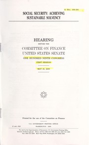 Front cover of Social security by United States. Congress. Senate. Committee on Finance