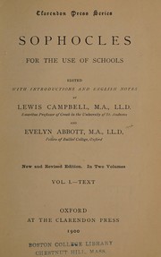 Front cover of Sophocles for the use of schools by Sophocles