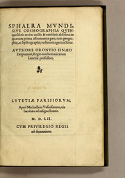 Front cover of Sphaera mundi, siue cosmographia quinque libris by Oronce Fine