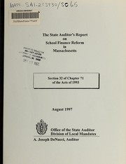 Front cover of The State Auditor's report on school finance reform in Massachusetts by Massachusetts. Division of Local Mandates