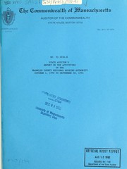 Cover of State Auditor's report on the activities of the Franklin County Regional Housing Authority by Massachusetts. Department of the State Auditor