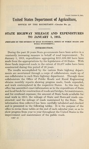 Cover of State highway mileage and expenditures to January 1, 1915 by United States. Bureau of Public Roads