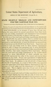 Cover of State highway mileage and expenditures for the calendar year 1915 by United States. Bureau of Public Roads