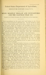 Front cover of State highway mileage and expenditures for the calendar year 1916 by United States. Bureau of Public Roads