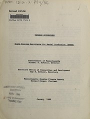 Front cover of State Housing Assistance for Rental Production (SHARP) by Massachusetts Housing Finance Agency