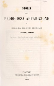 Front cover of Storia della prodigiosa apparizione di Maria SS. del Buon Consiglio in Genazzano by Unknown