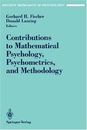 Front cover of Contributions to mathematical psychology, psychometrics, and methodology by Gerhard H. Fischer