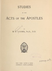Front cover of Studies in the Acts of the apostles by B. B. Loomis