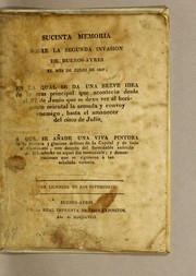 Front cover of Sucinta memoria sobre la segunda invasion de Buenos-Ayres el mes de julio de 1807 by Oscar E. Carbone