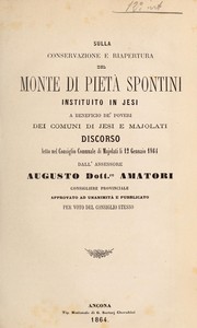 Front cover of Sulla conservazione e riapertura del Monte di Pietà Spontini by Augusto Amatori