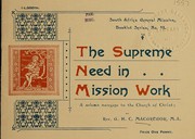 Front cover of The supreme need in mission work by M. A. MacGregor