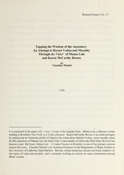 Front cover of Tapping the wisdom of the ancestors by Claudine Michel