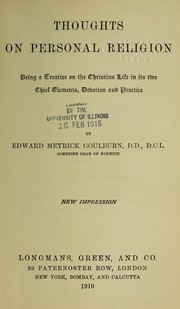 Front cover of Thoughts on Personal Religion by Edward Meyrick Goulburn
