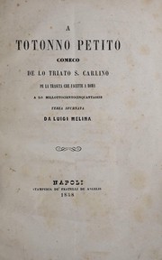 Front cover of A Totonno Petito, comeco de lo Triato S. Carlino by Luigi Melina