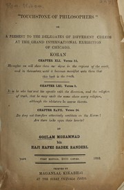 Front cover of Touchstone of philosophers, or A present to the delegates of different creeds at the Grand International Exhibition of Chicago by Mohammad bin Haji Hafez Sadek Randeri