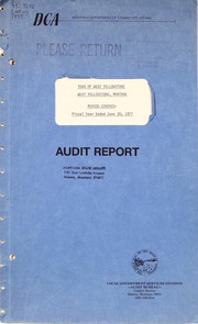 Front cover of Town of West Yellowstone, West Yellowstone, Montana by Montana. Local Government Services Division