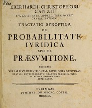 Front cover of Tractatio synoptica de probabilitate iuridica sive de praesumtione by Eberhard Christophor Canzius